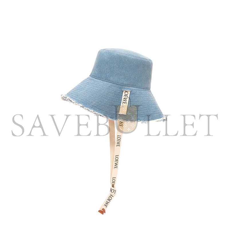 LOEWE HAT FRAYED FISHERMAN IN DENIM AND CALFSKIN K820HF1X66-5400